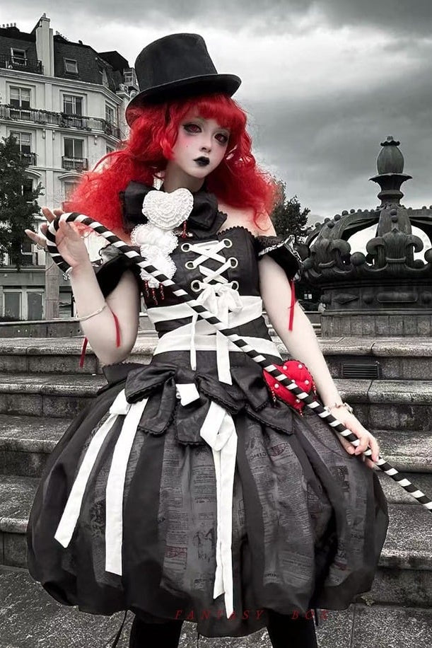 【9月3日予約締切】Gothic Fantasy Ribbon Choker with Playing Card and Bead Motif
