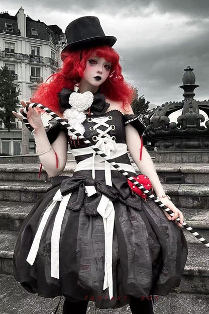 【9月3日予約締切】Gothic Fantasy Ribbon Choker with Playing Card and Bead Motif