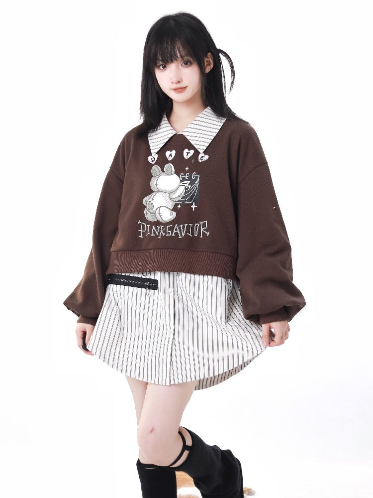 Cheese Chestnut Beige Style Layered New Tral Sweatshirt Pants Jacket Design Set