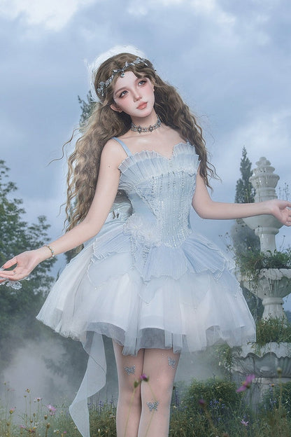 【8月13日予約締切】アイスブルーミスティエルフファンタジーロリータウィングチュールドレス