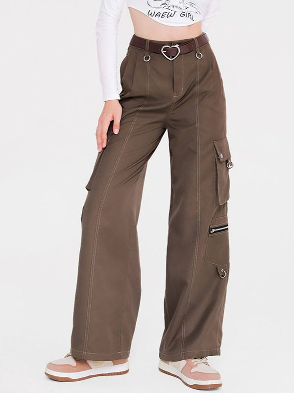 ハイウエストポケットオーバーオールストリートパンツ