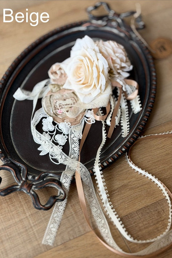 [Pre-order Deadline: July 31] Romantic Sweet Lolita Series Accessories (Flower-Embroidered Waist Ribbon, Corsage with Parfum Emblem, Hair Clip) [Exclusive Sale for Dress Purchasers]