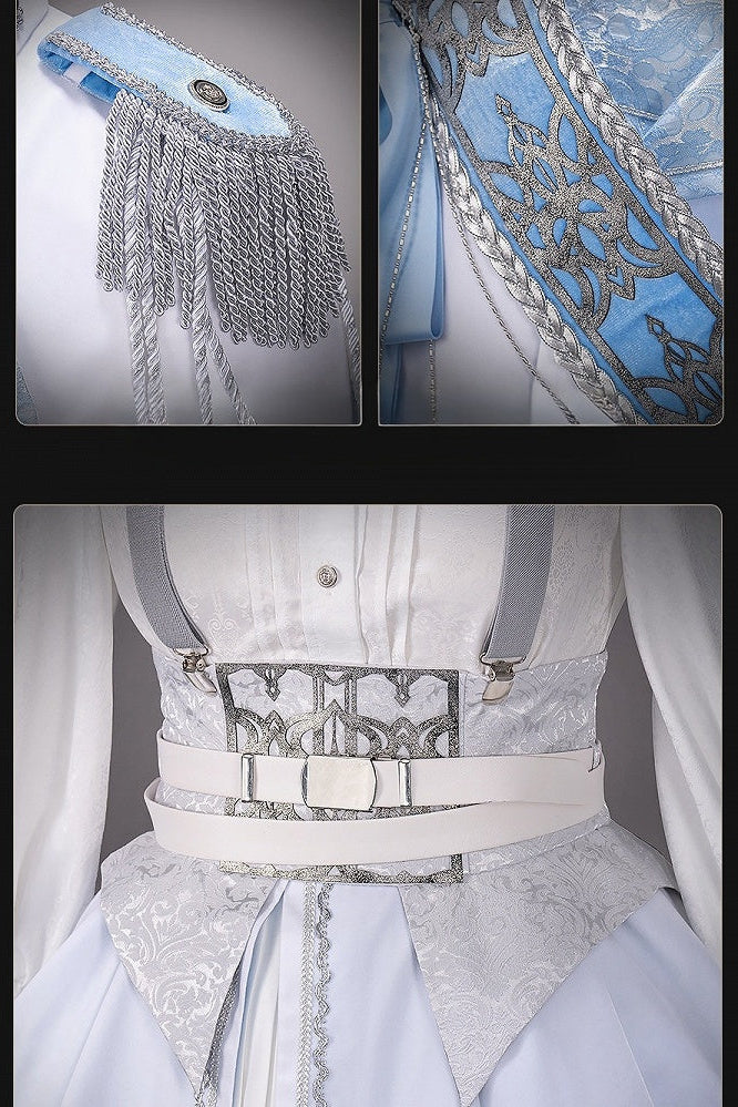 【12月7日予約締切】Light Blue & White Royal Prince-Style Military Lolita Set 1/2 + Full Set Ouji Fashion