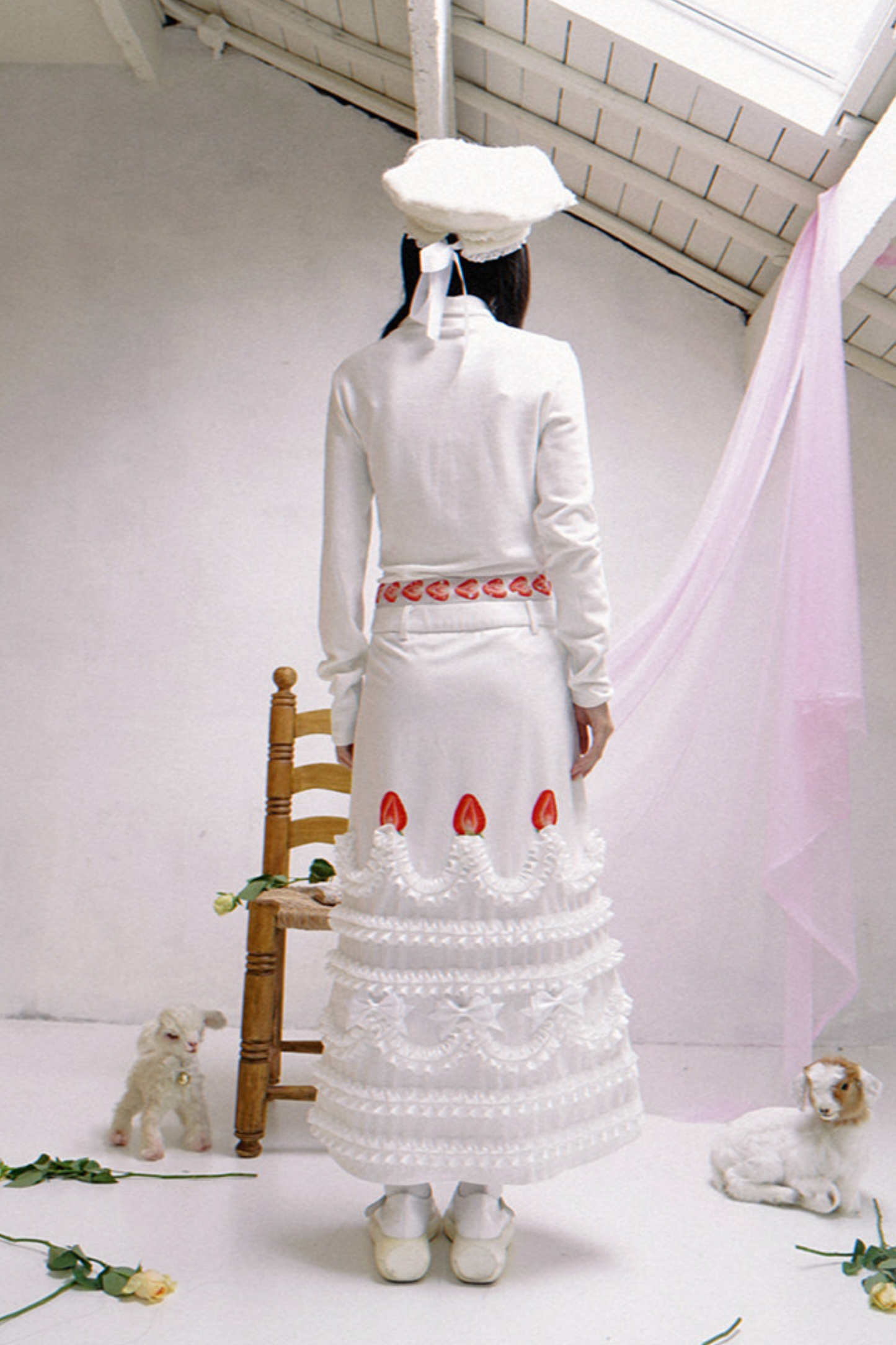 ストロベリーケーキプリントスカート