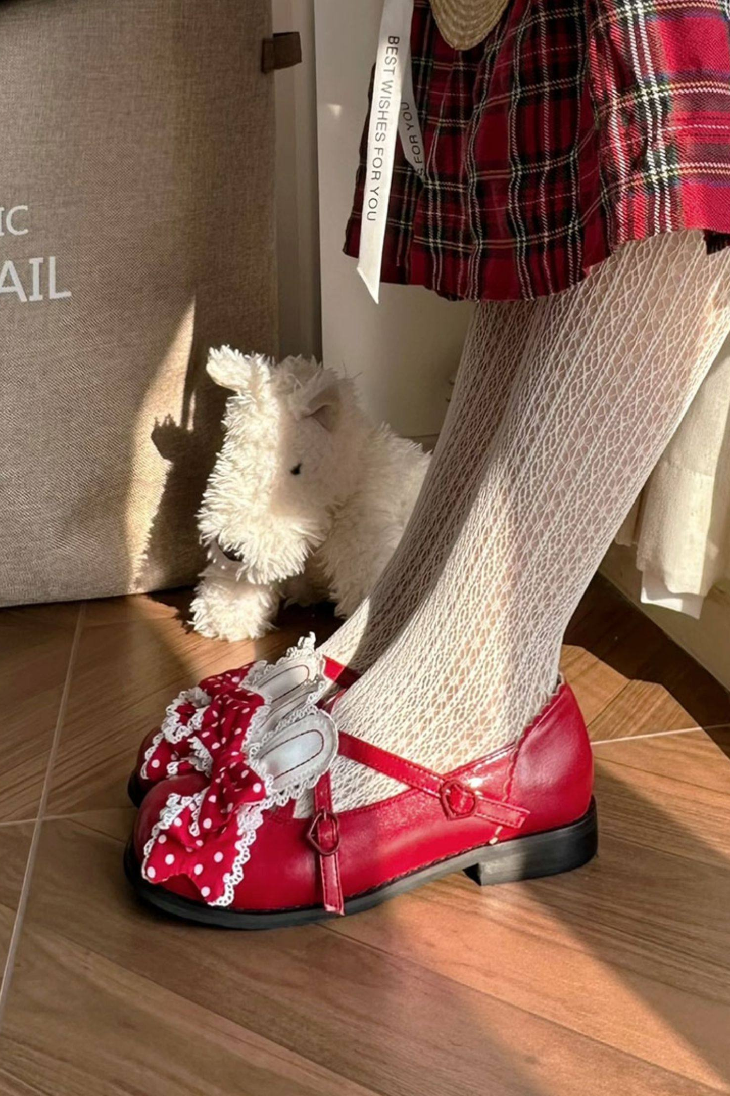 Sheep Puff Polka Dot Shoes