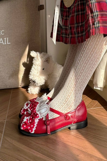 Sheep Puff Polka Dot Shoes