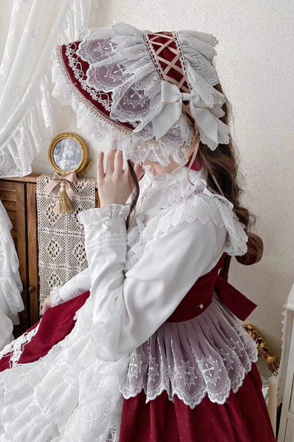 ゴシックドールレースジャンパースカート+ボンネット+ショール