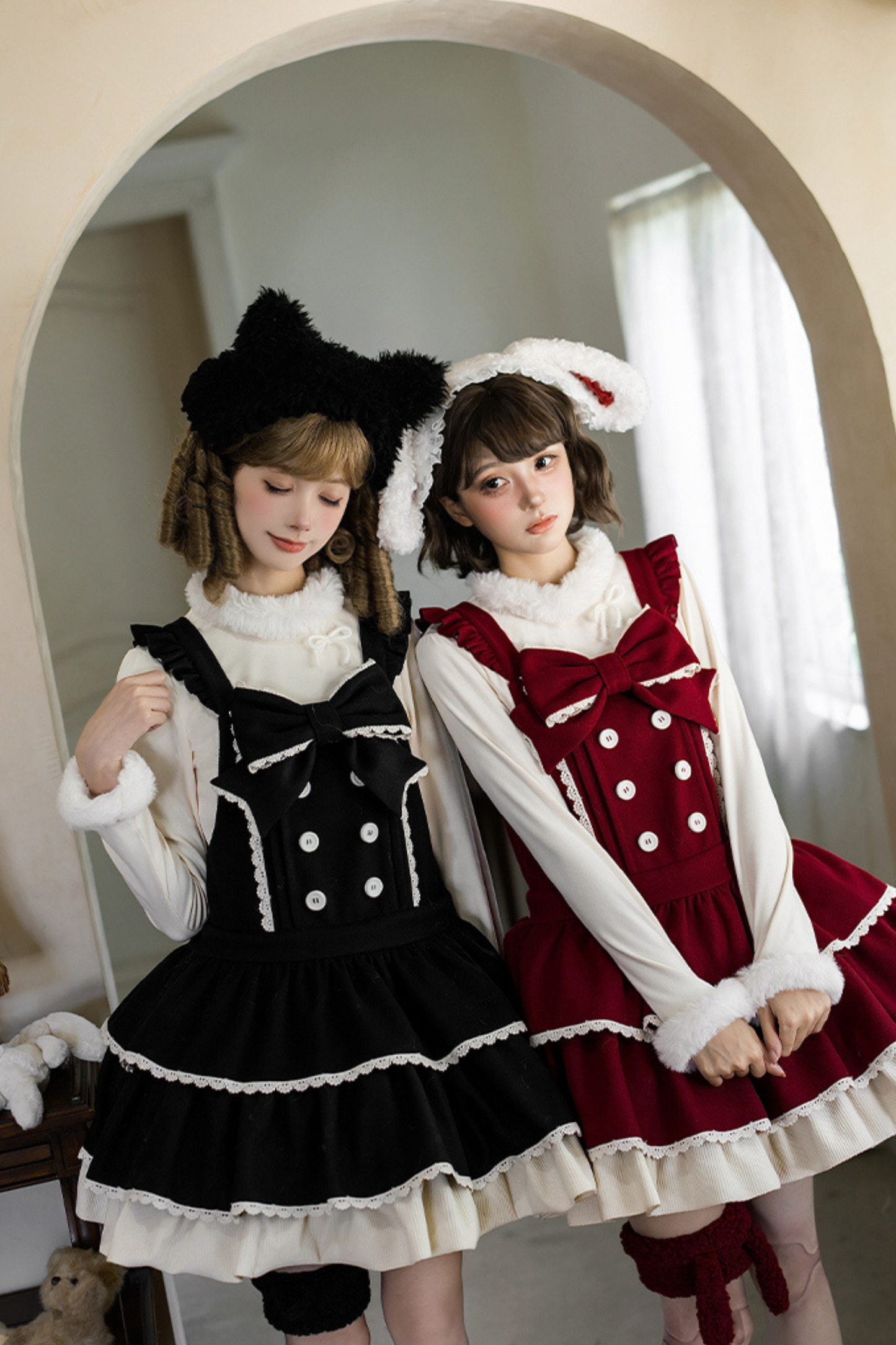 ドールロリータドレス+トップス+アニマルレッグループ+アニマルヘアバンド