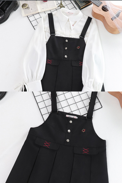 Karo-Collegejacke + Trägerrock + Hemd