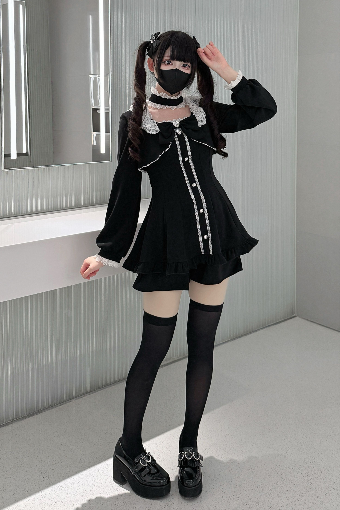 地雷フレアフェイクツーピースワンピース