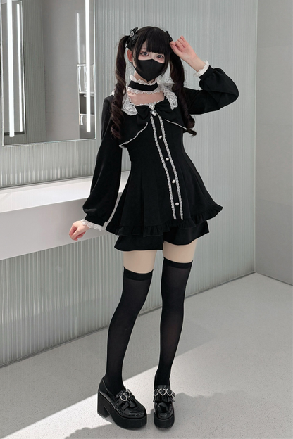 地雷フレアフェイクツーピースワンピース