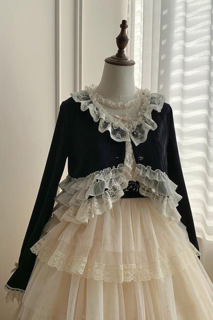 レーストリムニットカーディガン