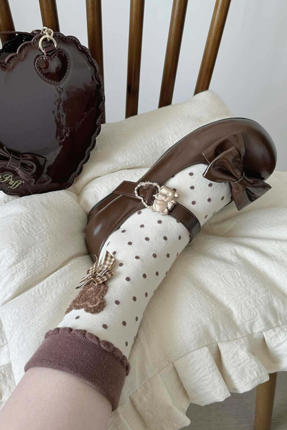 Glossy Sheep Bowknot Shoes