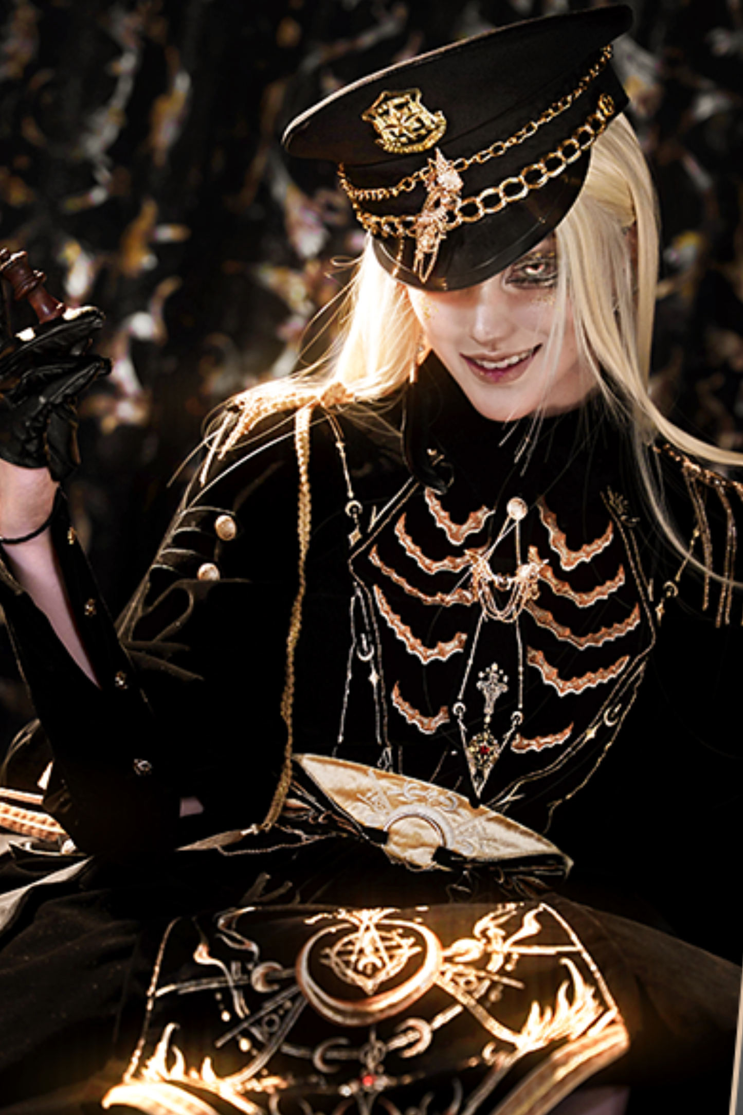 [Deadline for reservations: November 16] Holy army black gold embroidered military cape dress complete set + dress set