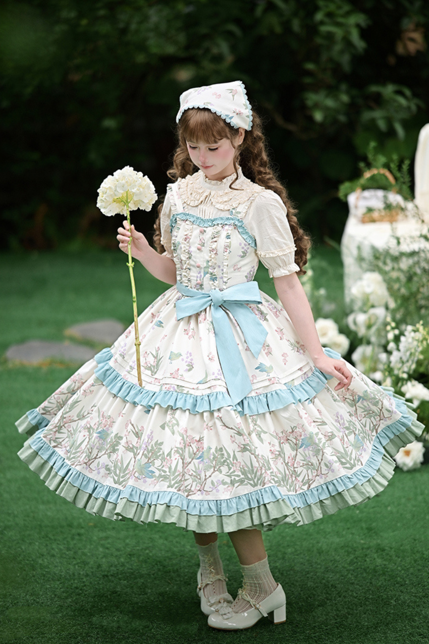 【予約商品】フォレストフラワードレス+サスペンダースカート+ブラウス+カーディガン+スカーフ