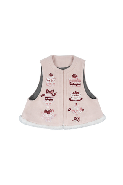 ストロベリーケーキプレッピースタイルベスト+トップス+スカート