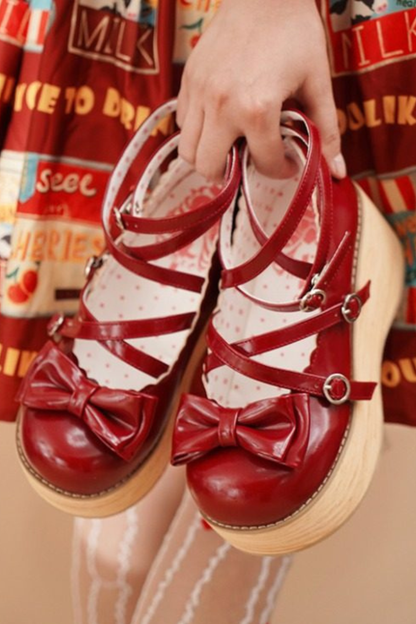 リボンフラットロリータシューズ