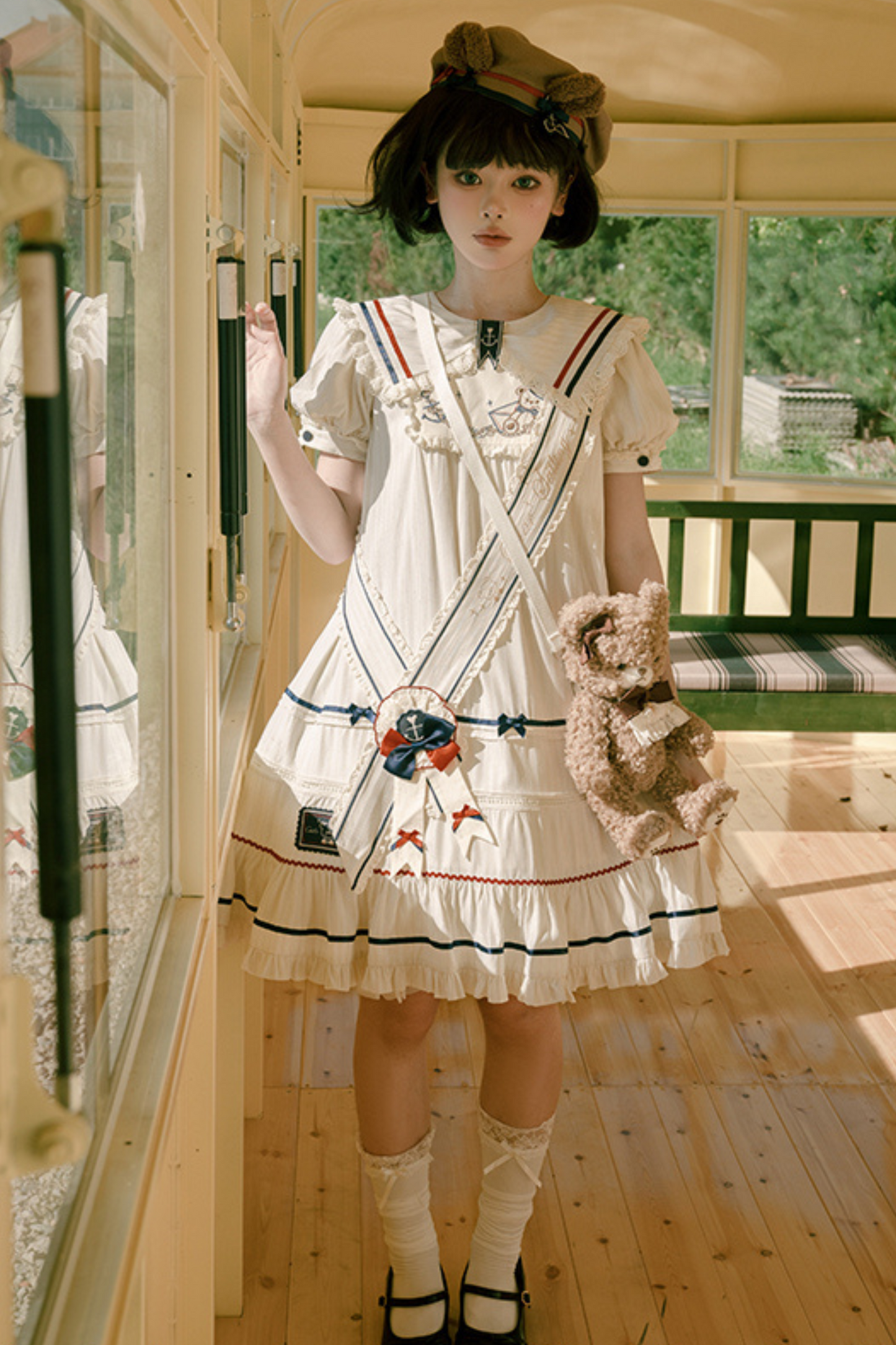 [Reservation Item] Marine Bear Design Doll Lolita Dress + Tie Top