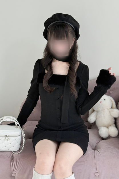 Point Boa Design Tight Dress