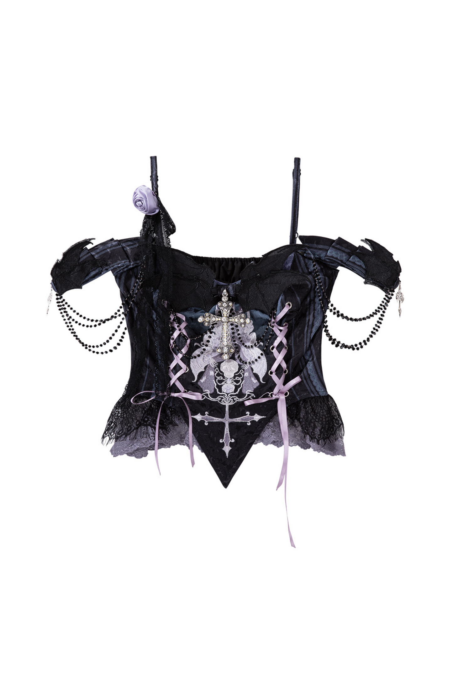 Gothic style dark camisole top + dark chic skull skirt