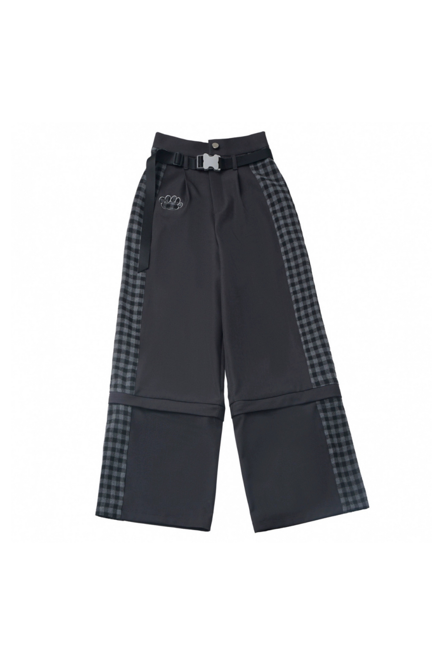 チェックショートトップス+チェックパンツ+フードトップス