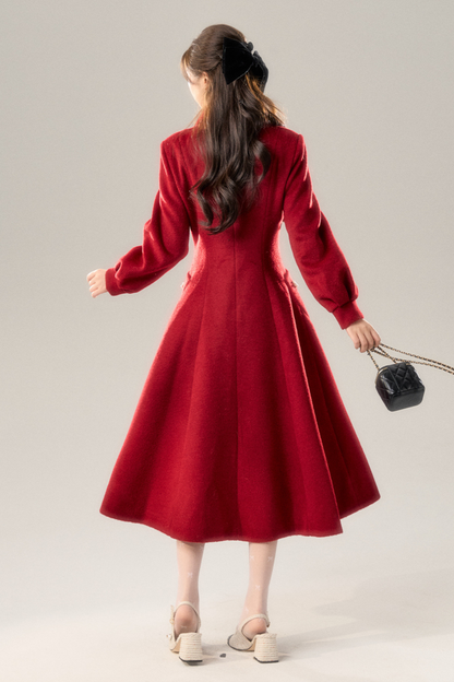 Retro Girl Flared Wool Coat