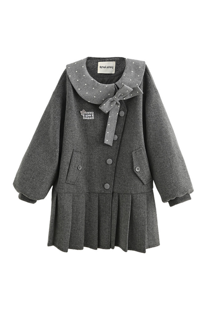 カレッジプリーツヘムルーズコート