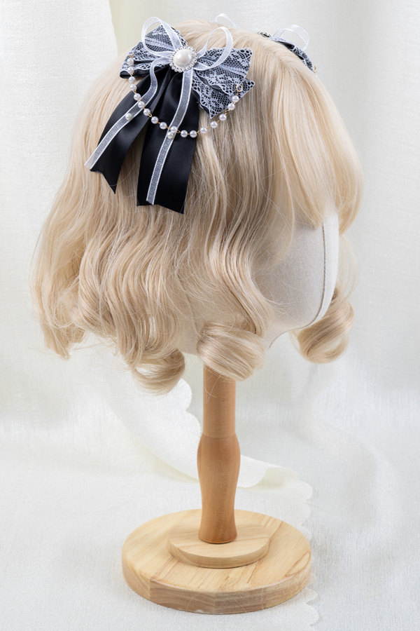 エレガントロリータボンネット+ヘアバンド+リボンクリップ+ハットクリップ+スリーブ