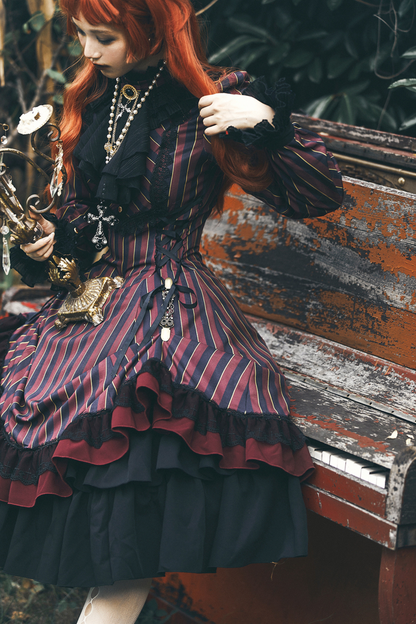 Retro Striped Elegant Gothic Lolita Dress