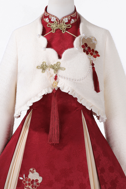 Chinese fur outerwear + retro dress