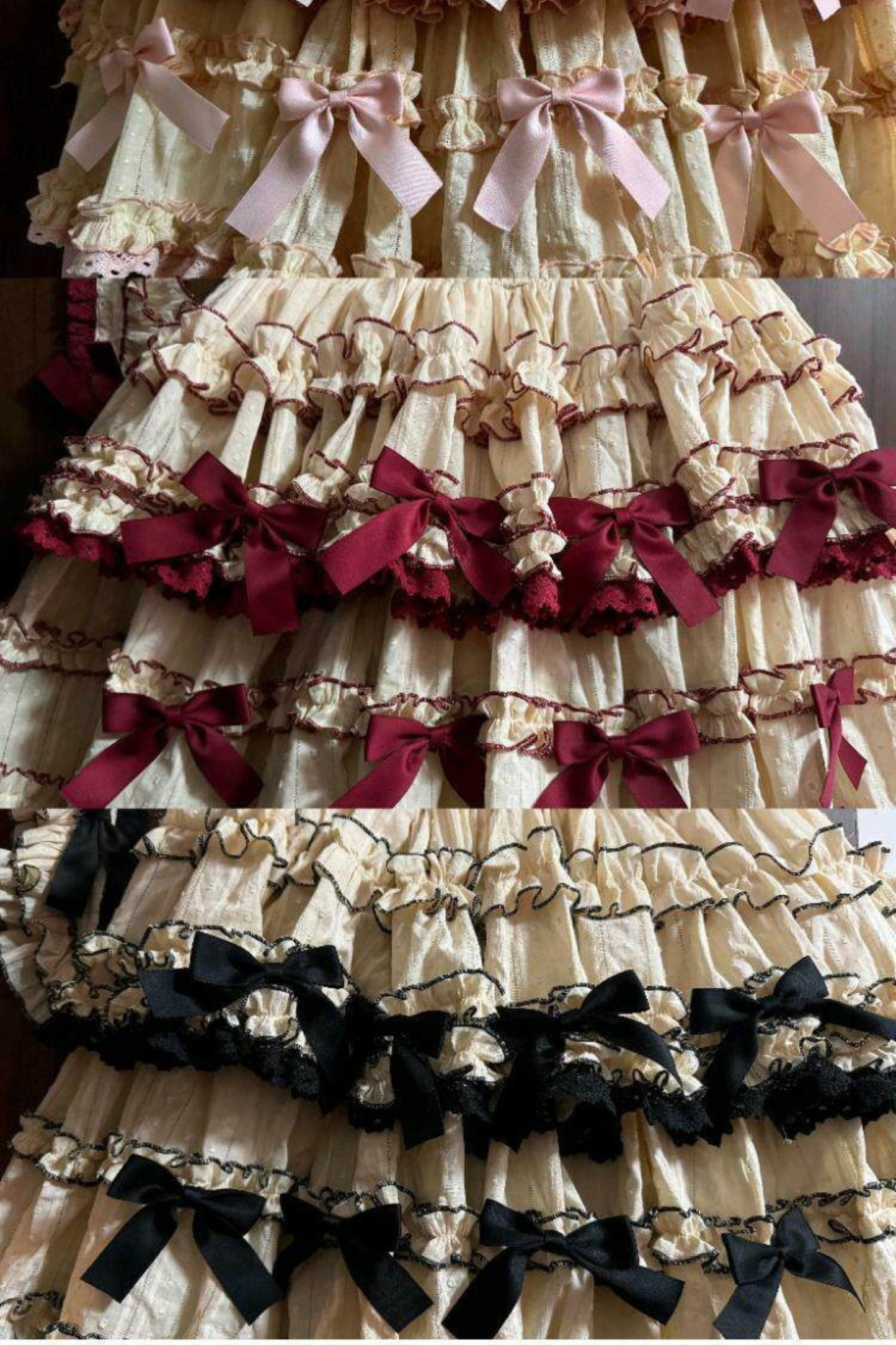 ピュアガールリボンロリータスカート+インナー+ベスト+ヘアバンド+スリーブ