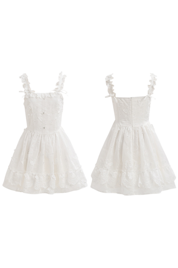 Sweet Style Pure White Girl Puffy Dress
