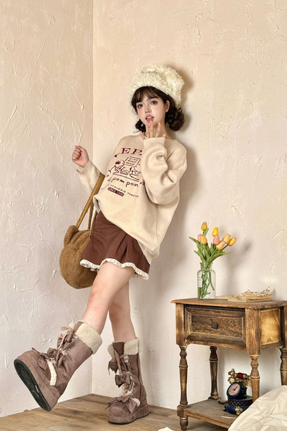 リボンロリータスノーブーツ