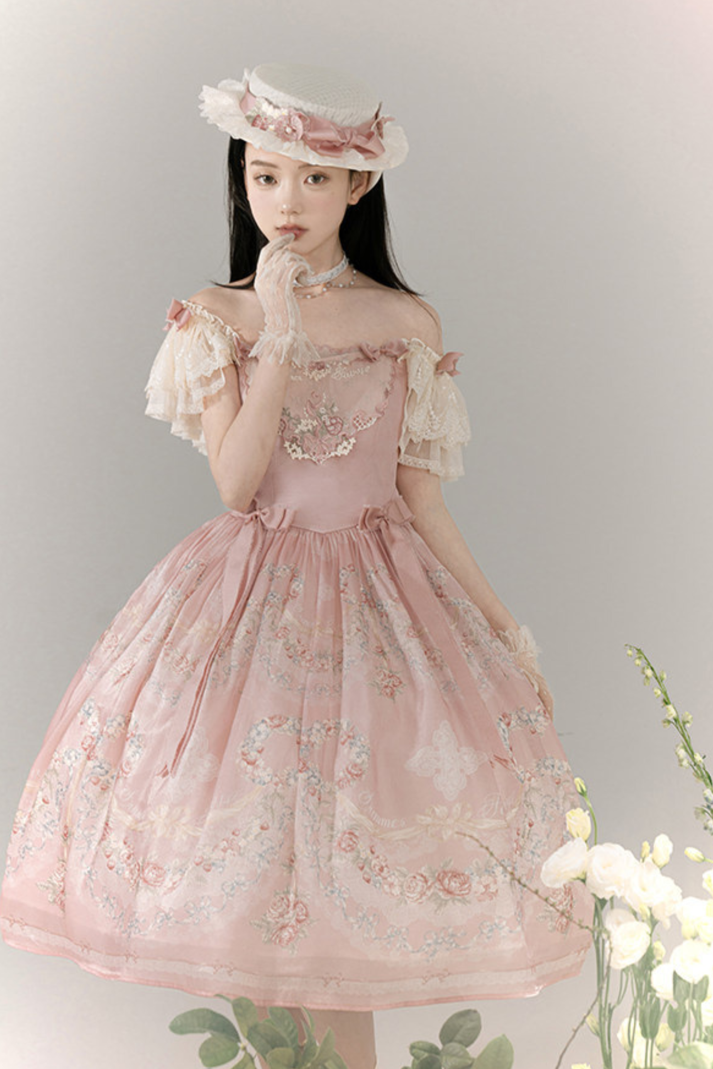 Vilandry Garden Off-Shoulder Dress + Jumper Skirt + Cape