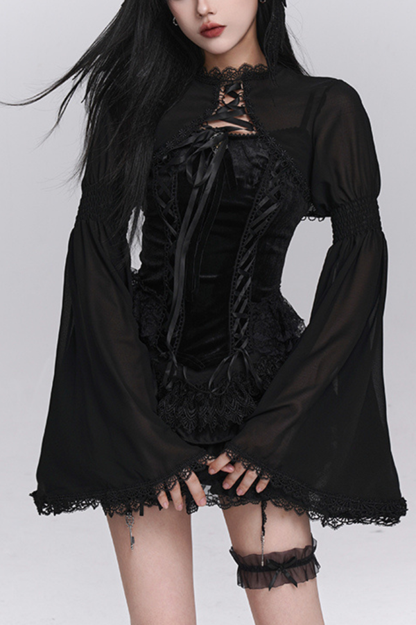 Ghost Girl Gothic Puffy Skirt + Camisole + Short Outerwear