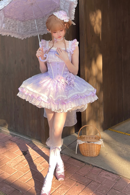 【予約商品】バレエスタイルエレガントドレス+ハット+ヘアバンド+リボンテール