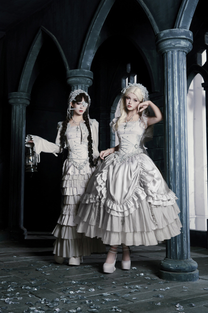 ゴシックロリータスカート+コルセット+ベール+ネックレス+ウエストチェーン