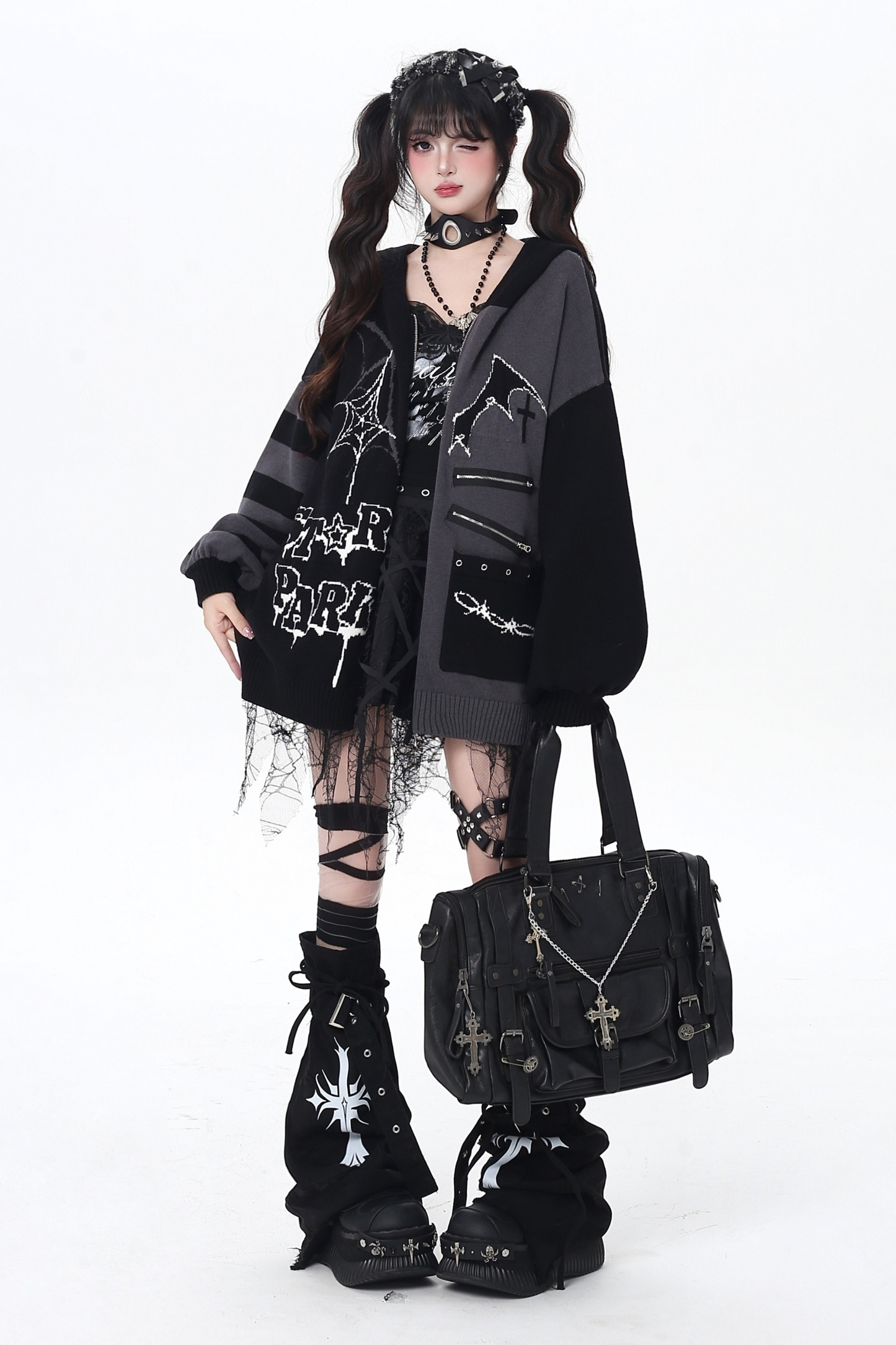 Gothic Asymmetrical Design Knit Cardigan