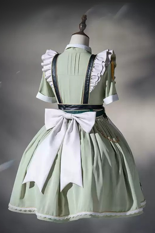 Schwarz-grünes Militär-Maid-Lolita-Kleid Komplettset