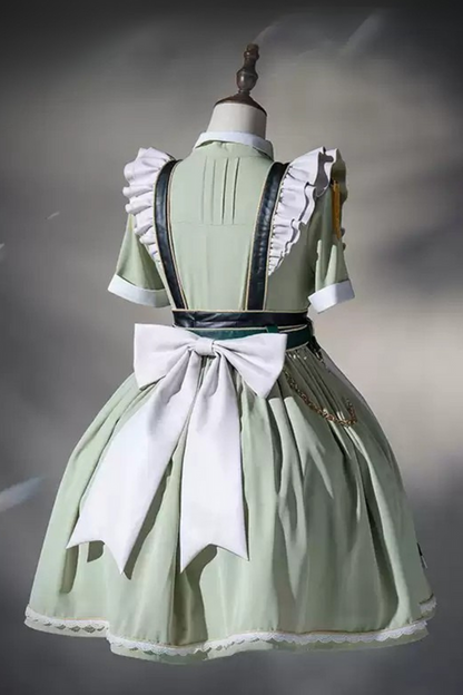 Schwarz-grünes Militär-Maid-Lolita-Kleid Komplettset