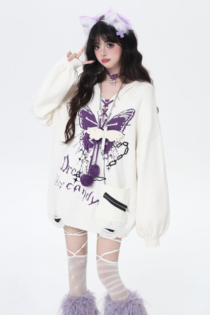 バタフライシャックル Vネックニット