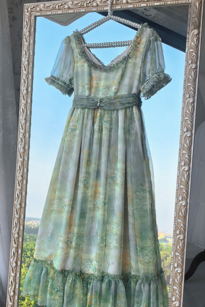 マーブルアートハイウエストマークロリータドレス