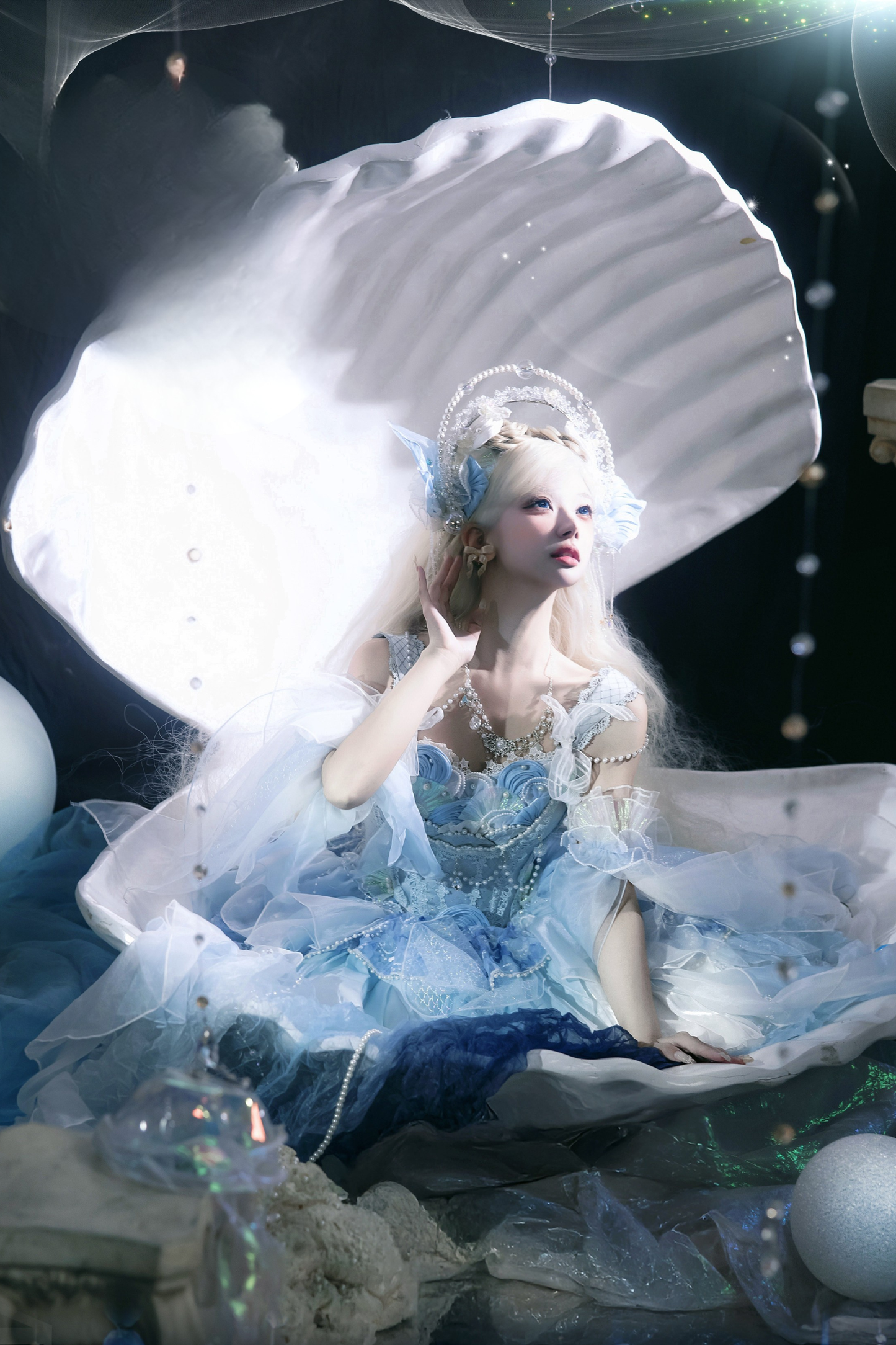 Mermaid Chiffon Lolita Dress + Crown + Headband + Sleeves