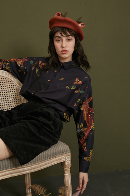 Elegant Fawn Print Shirt