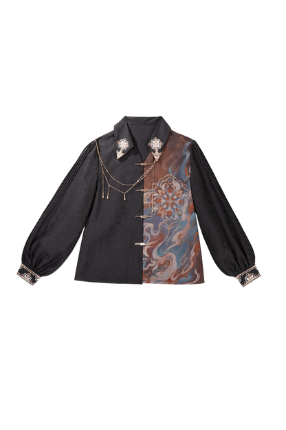 Dark chic retro top + long skirt