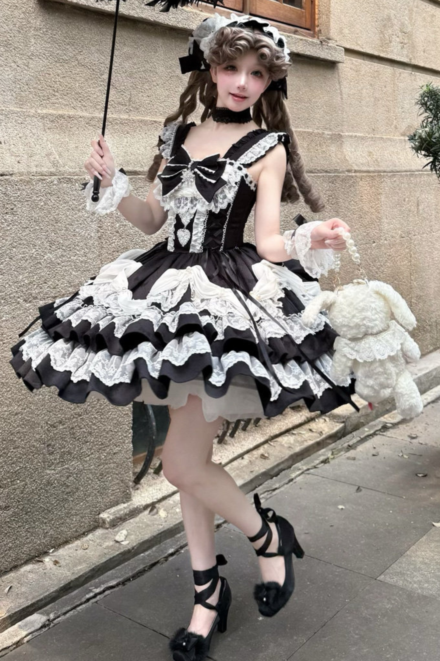 スイートフリルケーキロリータドレス