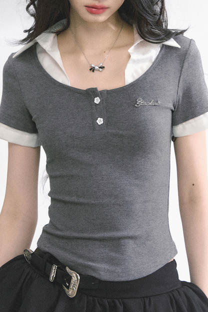 ストレートショルダーアメリカンシャツトップス