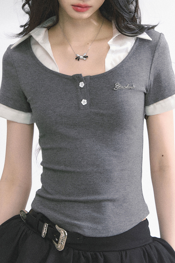 Straight Shoulder American Shirt Tops