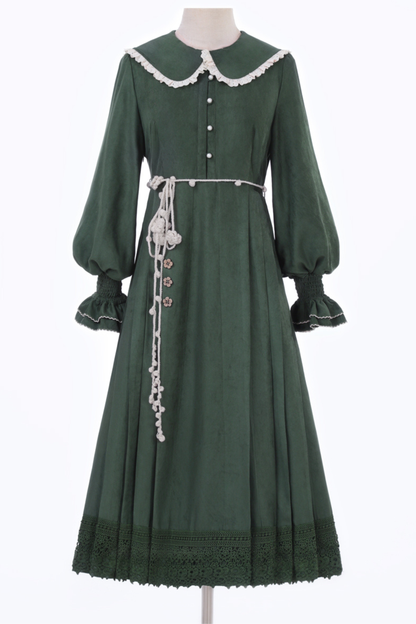 Dark green retro dress + vest