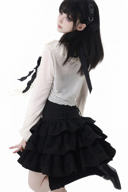 Cardigan en dentelle florale rose + robe + corsage